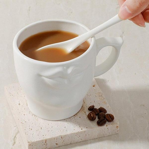 Lips White Ceramic Cup by Veasoon