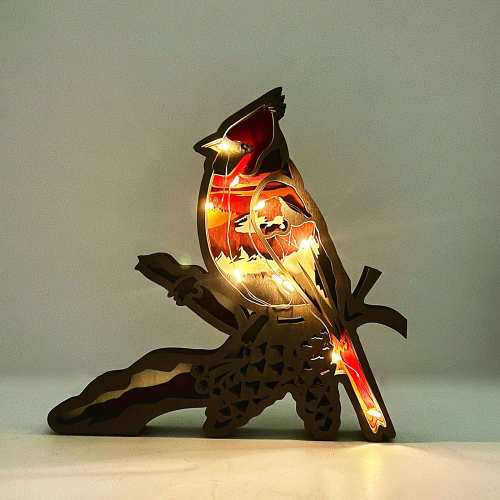Wooden Bird Figurine with LED Lights by Veasoon
