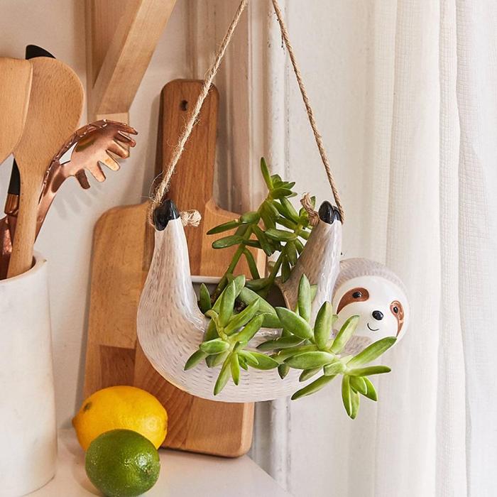 Hanging Sloth Planter Pot by Veasoon