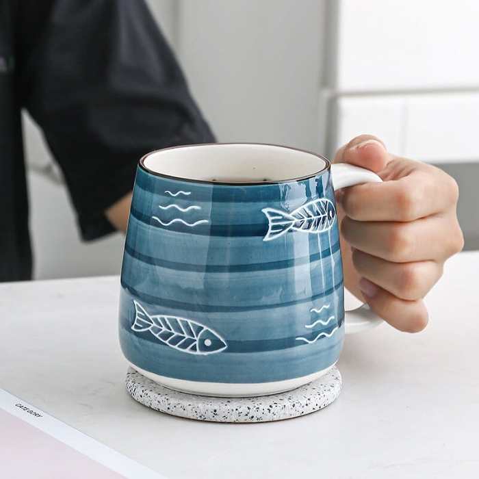 Ocean Hand Painted Ceramic Mug by Veasoon