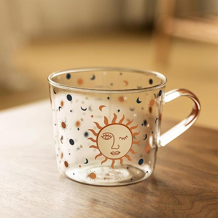 Sun & Evil Eye Glass Mug by Veasoon