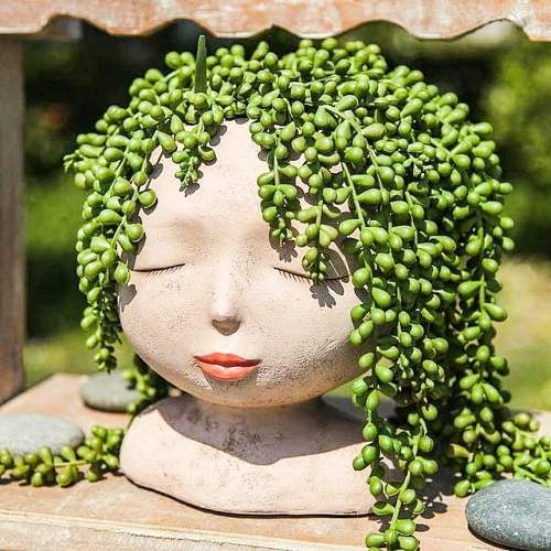 Lady Of The Flowers Head Planter by Veasoon