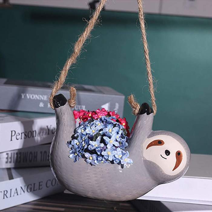 Hanging Sloth Planter Pot by Veasoon