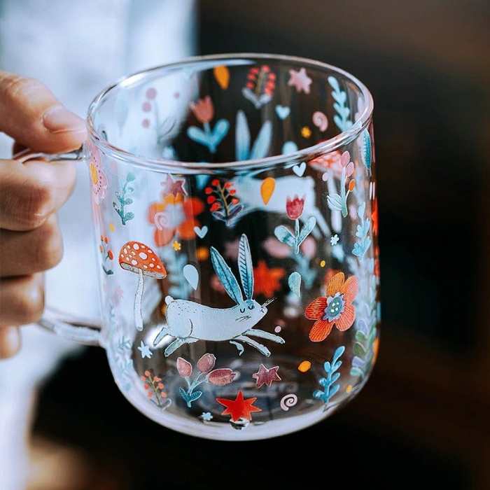Forest Animals Glass Mug by Veasoon