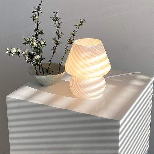 White Stripe Table Glass Lamp by Veasoon