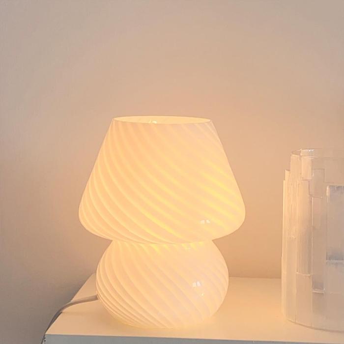 White Stripe Table Glass Lamp by Veasoon