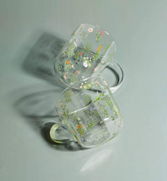 Grass & Flowers Glass Mug by Veasoon