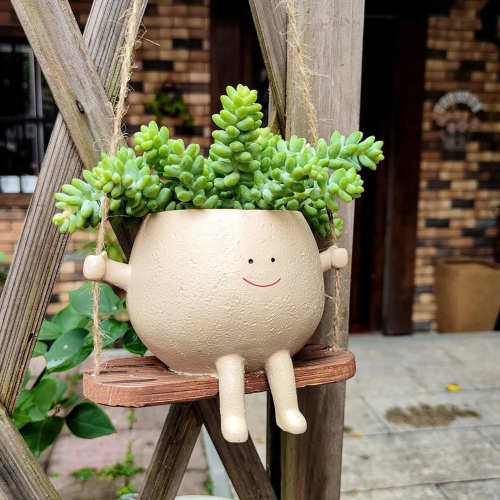 Smiley Face Swinging Planter by Veasoon