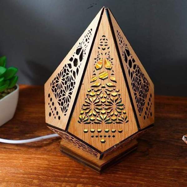 Wooden LED Projection Bohemian Night Lamp by Veasoon
