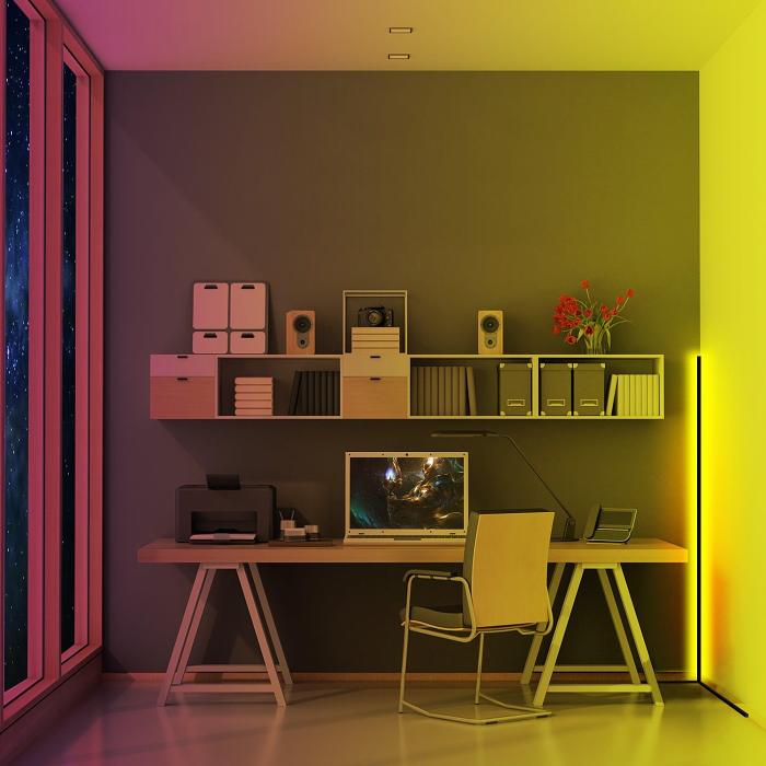 55'' RGB Color Corner Floor Lamp by Veasoon