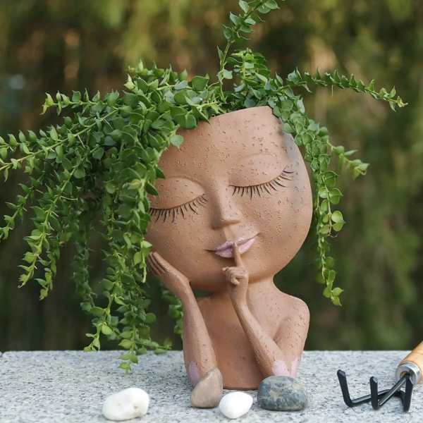 Lady Zen Face Planter by Veasoon