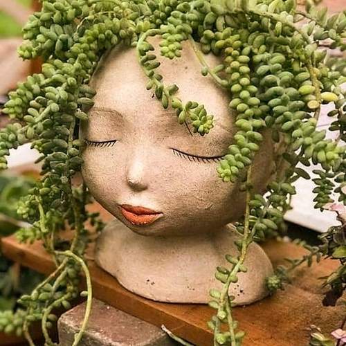 Lady Of The Flowers Head Planter by Veasoon