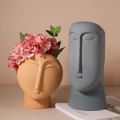 Abstract Face Flower Pot by Veasoon