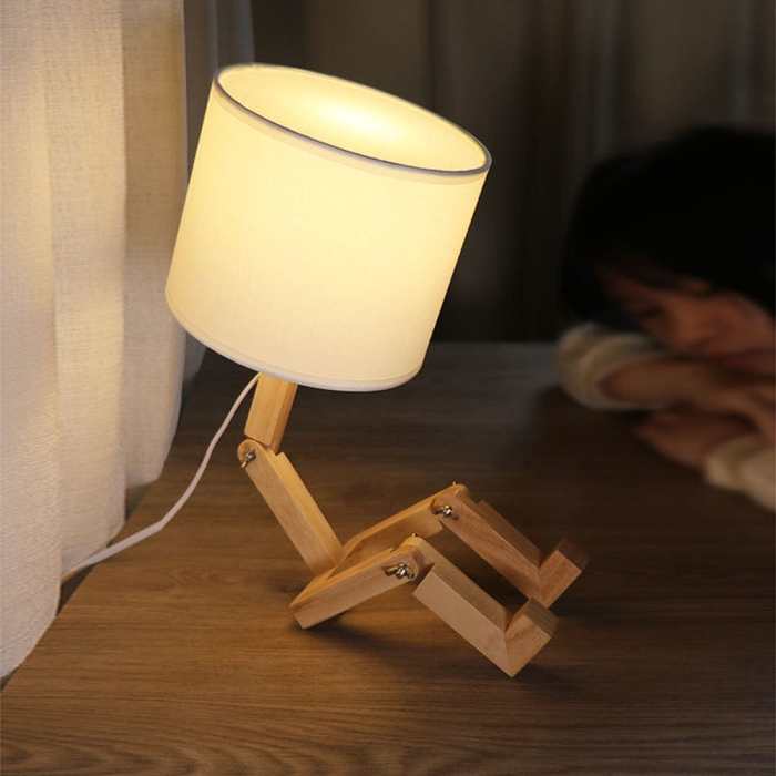 Robot Wooden Table Lamp by Veasoon