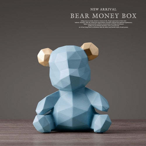 Geometric Bear Piggy Bank Desktop Ornament by Veasoon