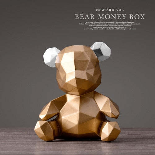 Geometric Bear Piggy Bank Desktop Ornament by Veasoon