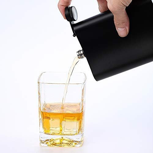 EMERGENCY DRINKING WATER, JXS 8oz 18/8#304 Stainless Steel Hip Flask for Liquor , Leakproof with Funnel Gift Package