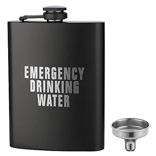 EMERGENCY DRINKING WATER, JXS 8oz 18/8#304 Stainless Steel Hip Flask for Liquor , Leakproof with Funnel Gift Package