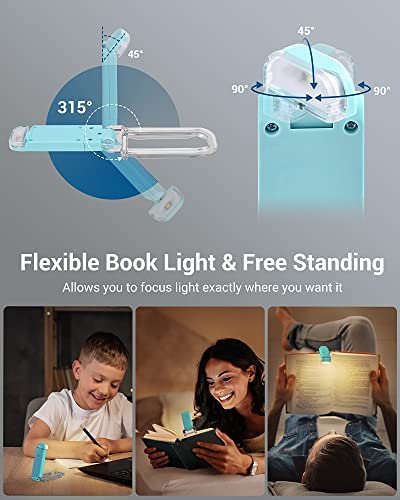 LED Book Reading Clip Lights Rechargeable Book Light by Veasoon