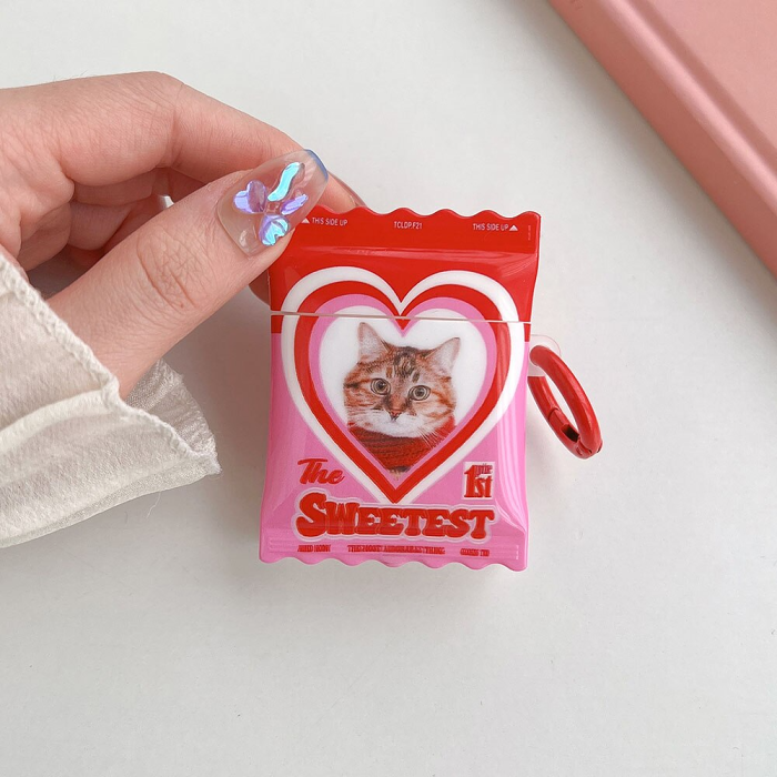 The Sweetest Pink Candy Packet Cat Airpod Case Cover by Veasoon