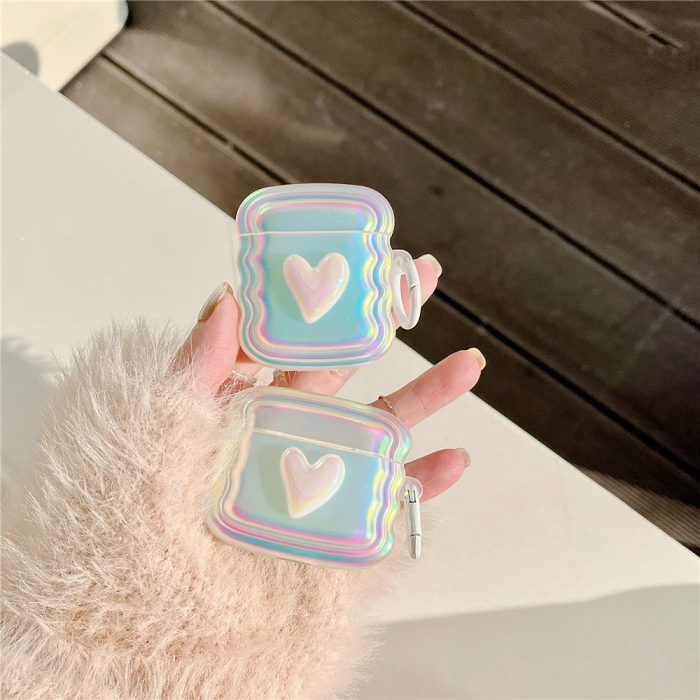 Iridescent Heart AirPods Case Cover by Veasoon