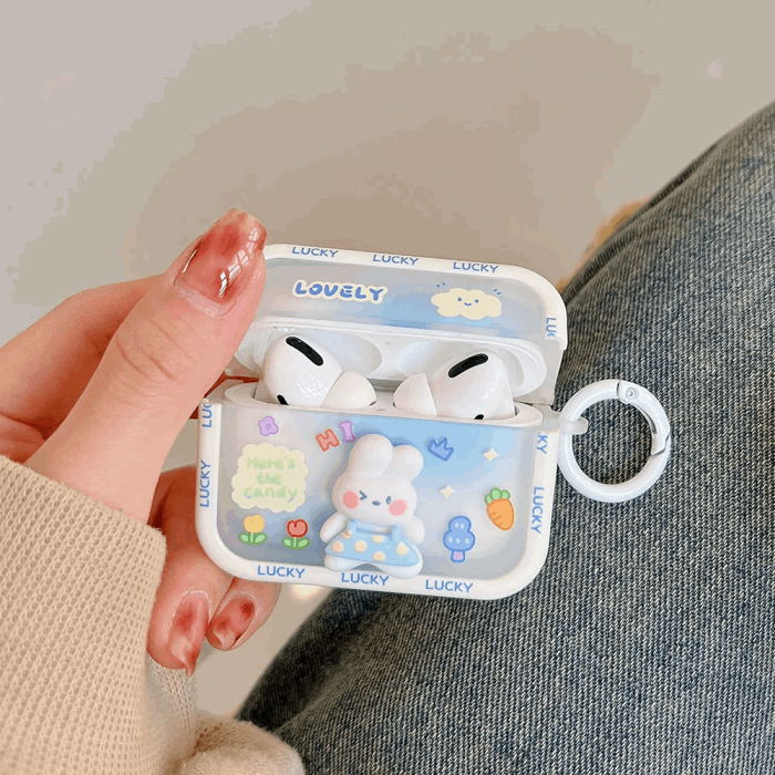 3D Lucky Bunny AirPods Charger Case Cover by Veasoon