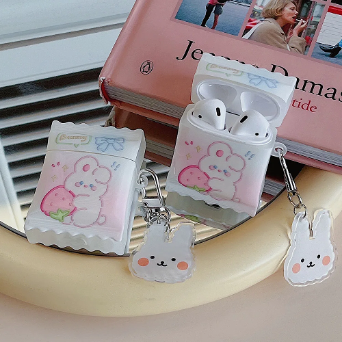 Strawberry Bunny Candy Packet AirPods Case Cover by Veasoon