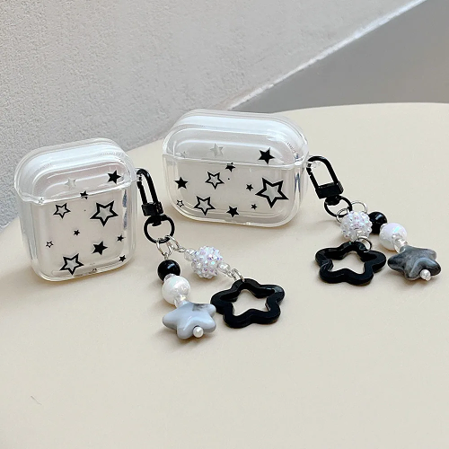 Black Star AirPods Case Cover Wth Charm Strap by Veasoon