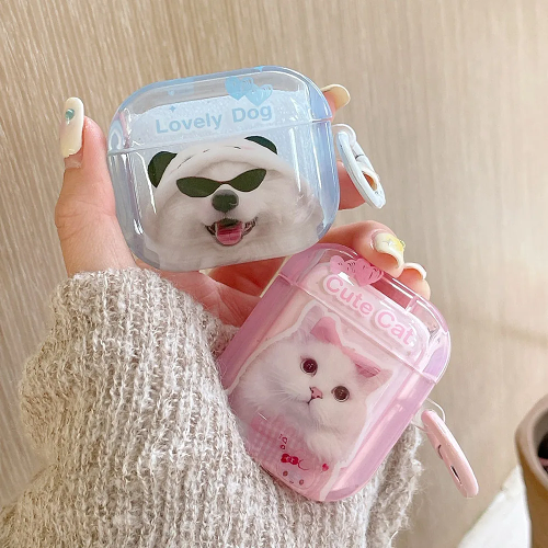 Cute Cat And Lovely Dog AirPods Charger Case Cover (2 Designs) by Veasoon