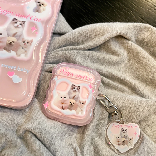 Y2k Puppy and Cat AirPods Charger Case Cover by Veasoon