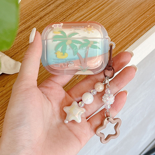 Summer Fun Palmtree AirPods Case Cover Wth Charm Strap by Veasoon