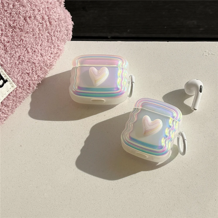 Iridescent Heart AirPods Case Cover by Veasoon