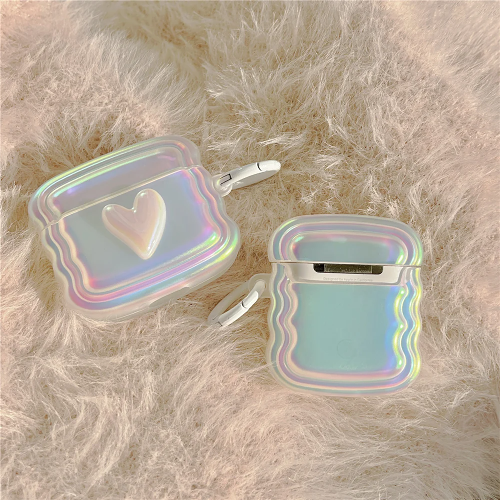 Iridescent Heart AirPods Case Cover by Veasoon