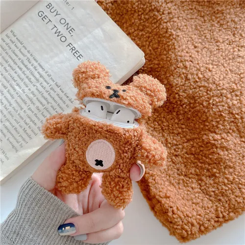 Soft Teddy Bear Airpod Case Cover by Veasoon