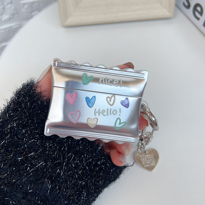Silver Heart Candy Packet AirPods Case Cover by Veasoon