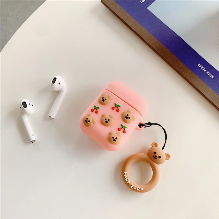 Cherry Bear Face Airpod Case Cover (3 Colours) by Veasoon