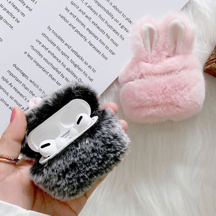 Fuzzy Bunny AirPod Case Cover (2 Colours) by Veasoon