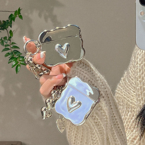Silver Heart AirPods Case Cover by Veasoon