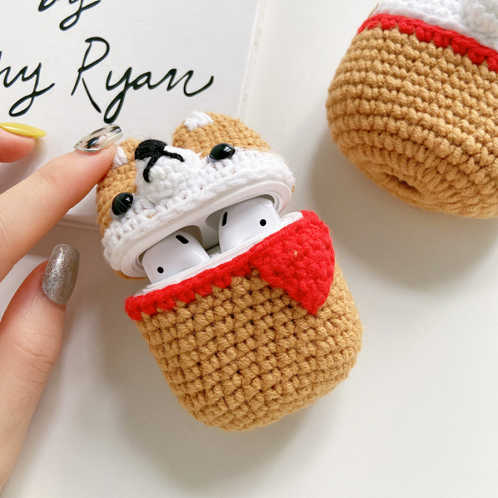 Knitted Shiba Inu AirPod Case Cover by Veasoon