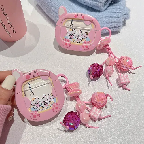 Pink Bunny Crane Game AirPods Case Cover by Veasoon