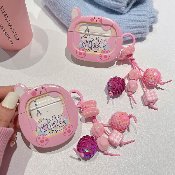 Pink Bunny Crane Game AirPods Case Cover by Veasoon
