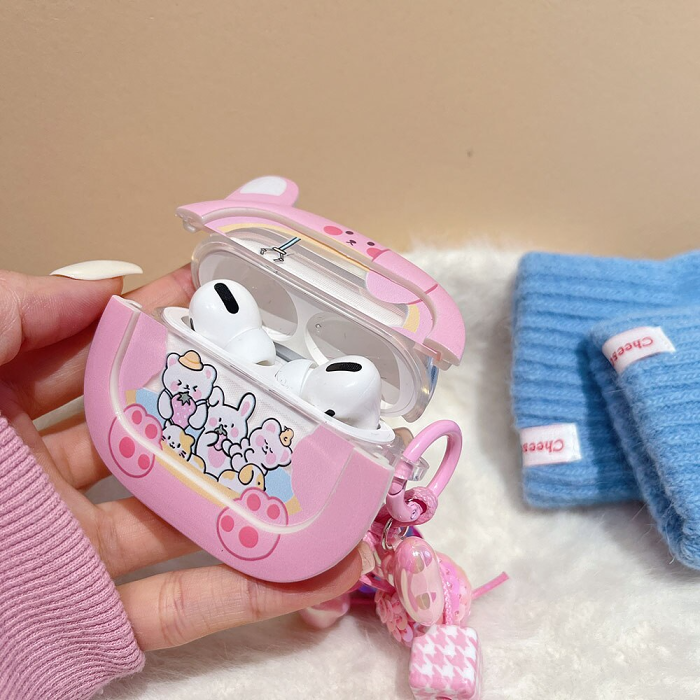 Pink Bunny Crane Game AirPods Case Cover by Veasoon