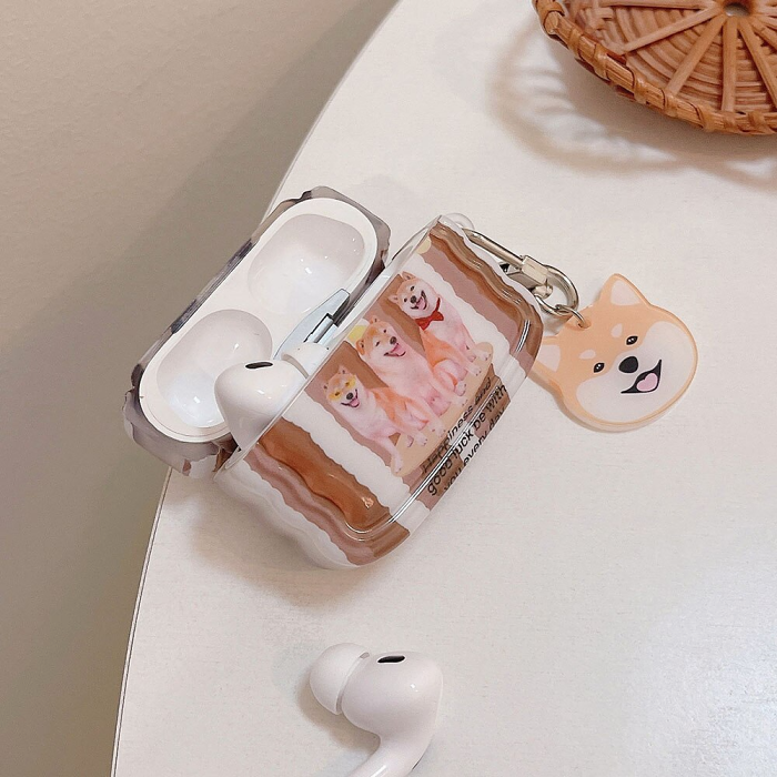 Wavy Shiba Inu Trio AirPods Charger Case Cover by Veasoon
