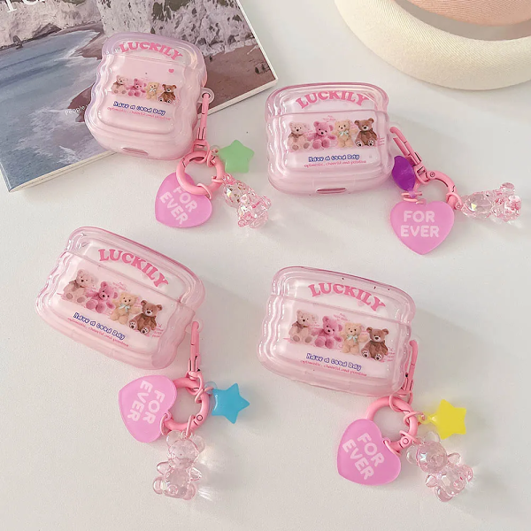 Luckily Teddy Bear AirPods Charger Case Cover by Veasoon