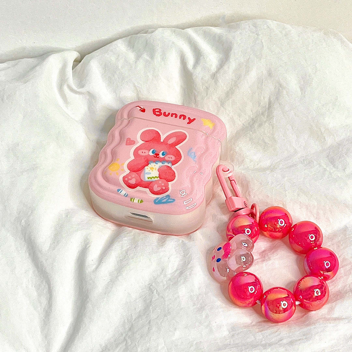 Pink Bunny AirPod Case Cover by Veasoon