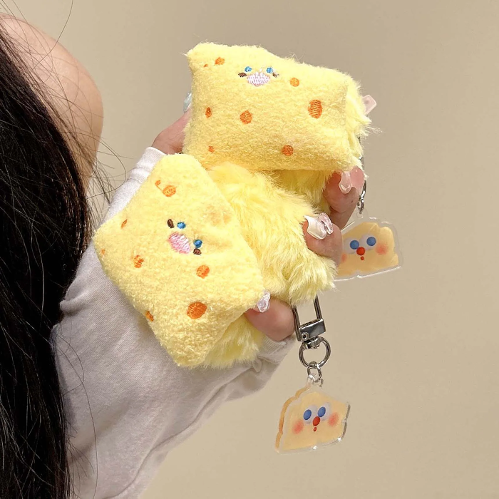 Plush Cheese Character AirPods Case Cover by Veasoon