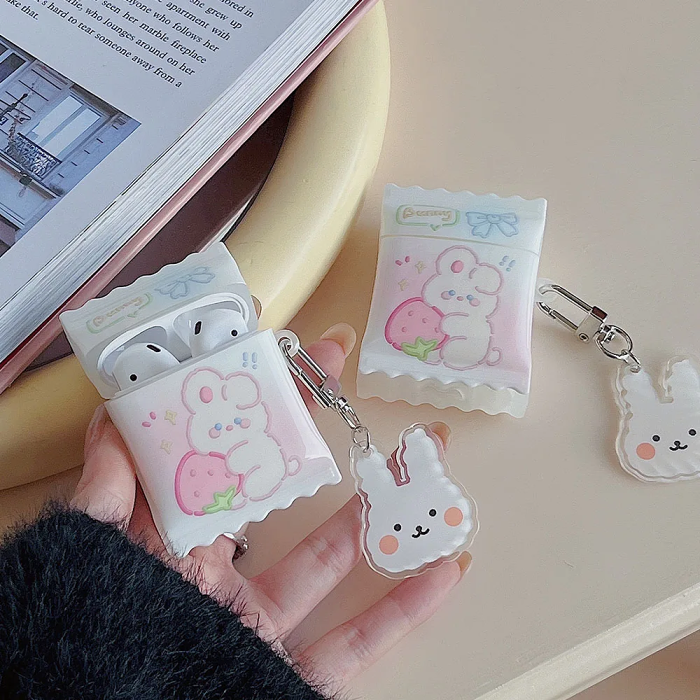 Strawberry Bunny Candy Packet AirPods Case Cover by Veasoon