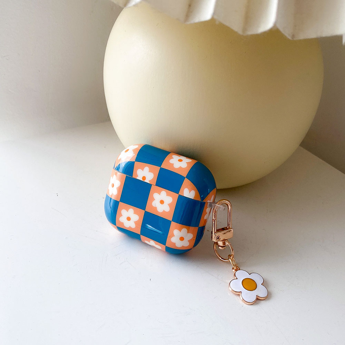 Checkerboard Daisy Charm AirPods Case Cover (2 Colours) by Veasoon