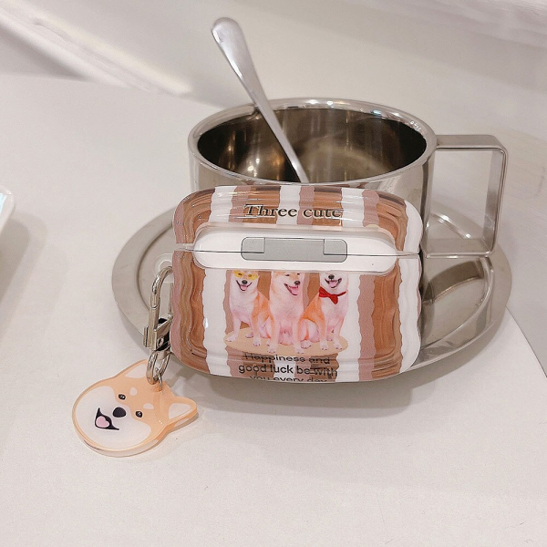 Wavy Shiba Inu Trio AirPods Charger Case Cover by Veasoon