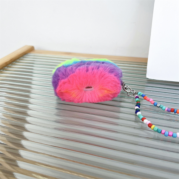 Furry Rainbow AirPods Charger Case Cover with Charm Strap (4 Models) by Veasoon
